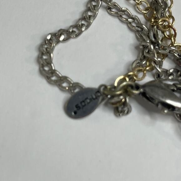 Chico's gold tone necklace long mixed metals silver gold costume jewelry trendy - Picture 5 of 10